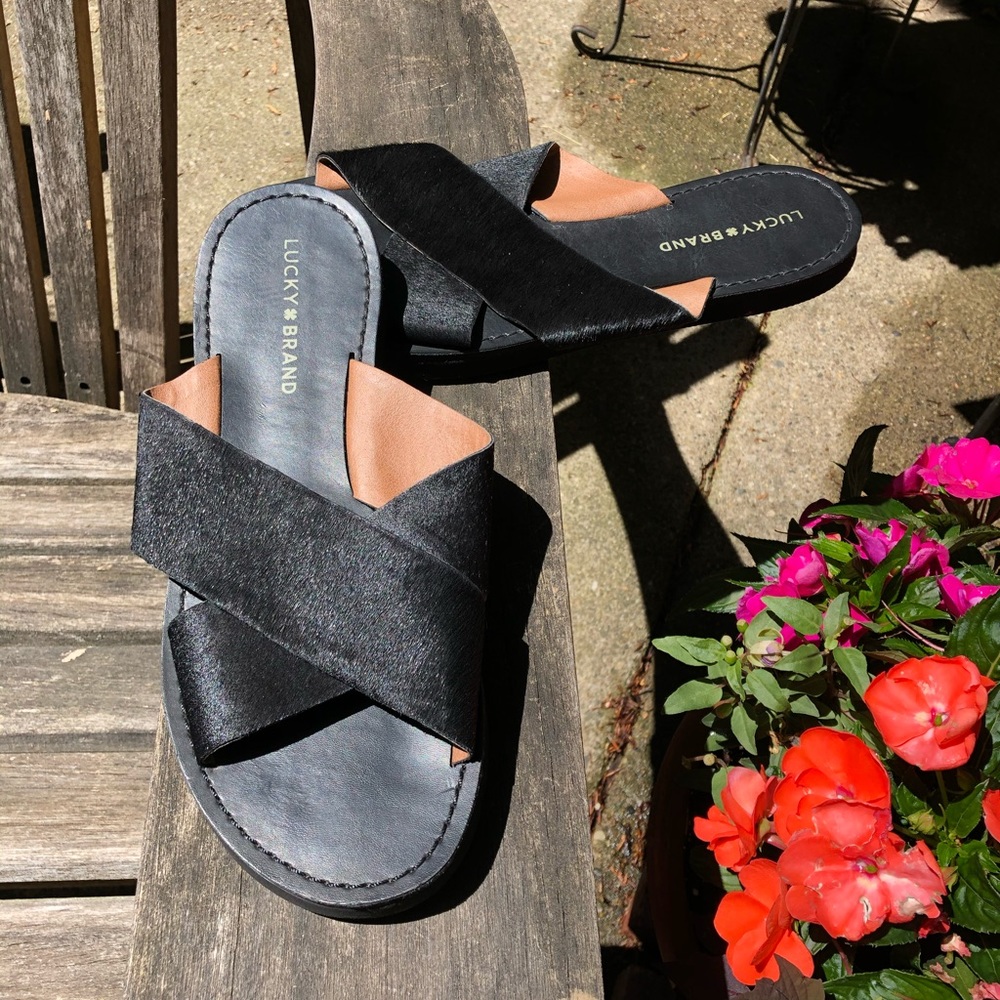 Lucky Brand Dadeen 2Genuine Calf Hair Slide Sandal